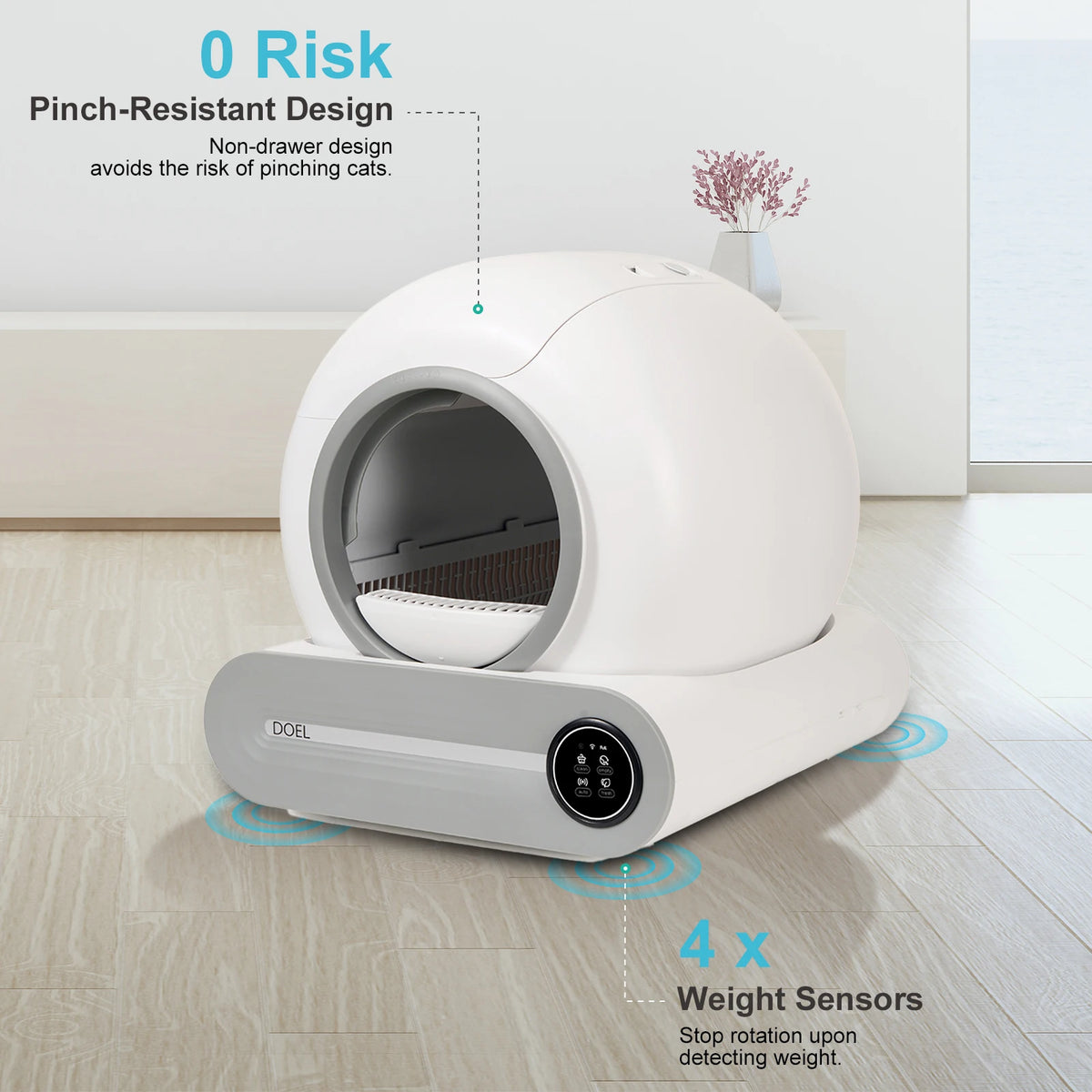 LitterLux Self-Cleaning Smart Litter Box | 65L, App Control, Odor Control
