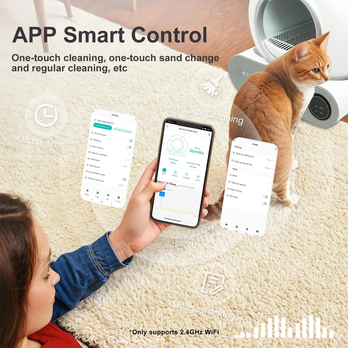 LitterLux Self-Cleaning Smart Litter Box | 65L, App Control, Odor Control