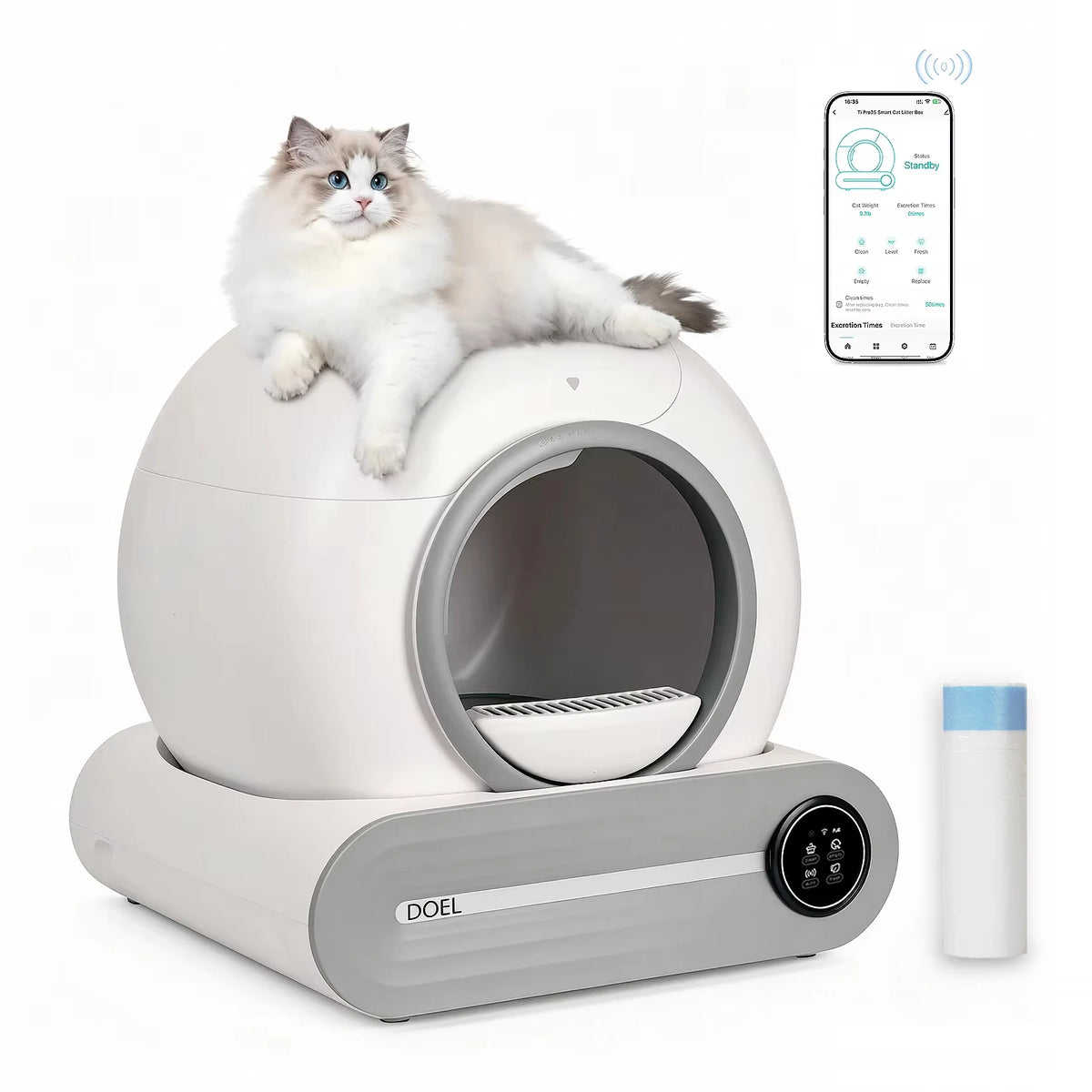 LitterLux Self-Cleaning Smart Litter Box | 65L, App Control, Odor Control