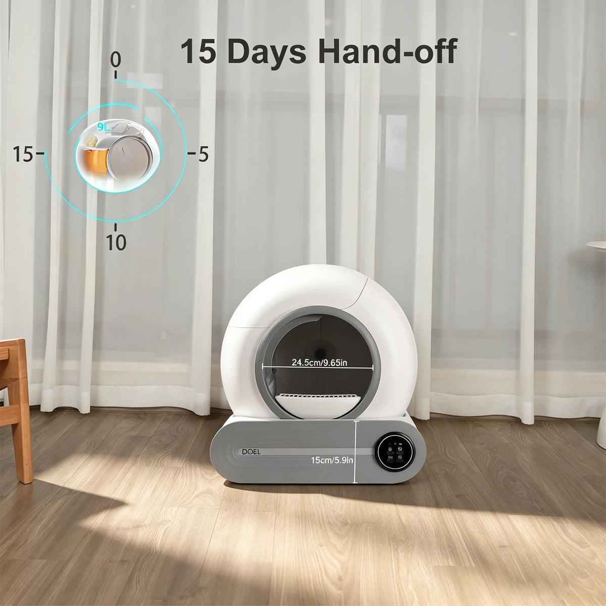 LitterLux Self-Cleaning Smart Litter Box | 65L, App Control, Odor Control